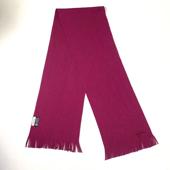Vintage Paul Smith Ribbed Knit Scarf Classic Wool Winter Warmer Scarves Berry - Picture 4 of 4
